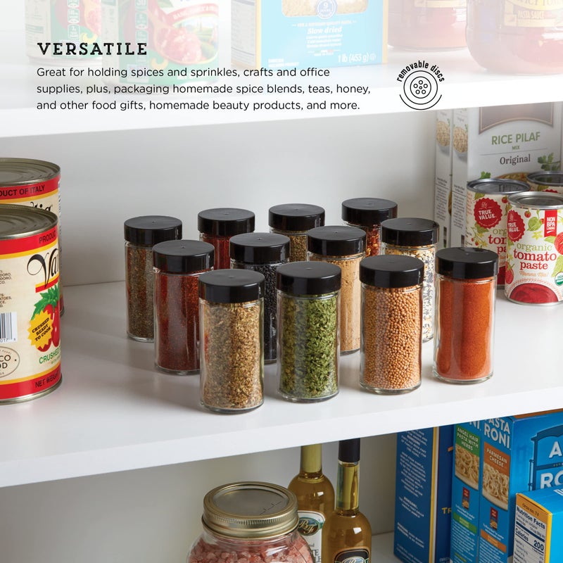 Kamenstein 5244227 Empty Jars With Black Cap, Set Of 12, 3-Ounce - Image 5